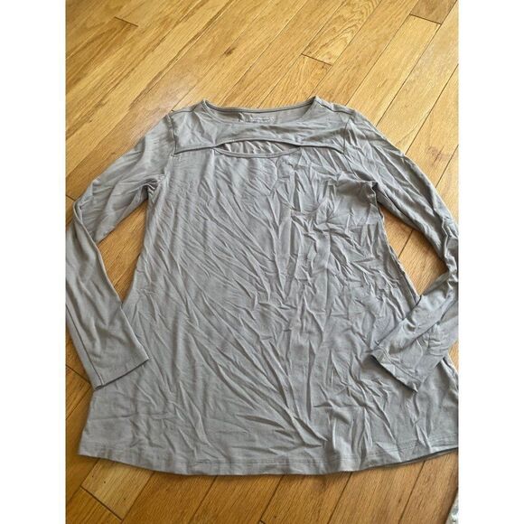 Soft Surroundings, women's grey long sleeve peek a boo tunic size small - Picture 1 of 7